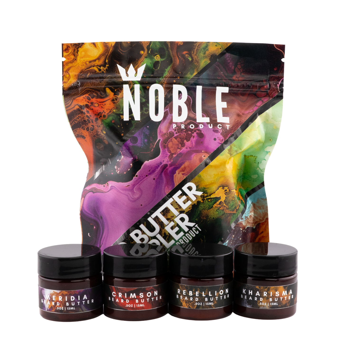 Noble Beard Butter Sampler | 4 Scented Minis – Kharisma, Meridia, Rebellion, Saintwood (0.5 oz Each)