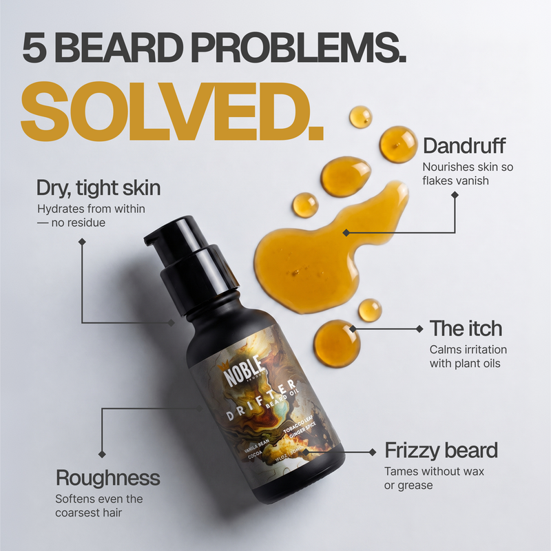 Drifter Beard Oil | Lightweight Hydration | Vanilla Bean, Tobacco Flower & Ginger Spice | 1 oz