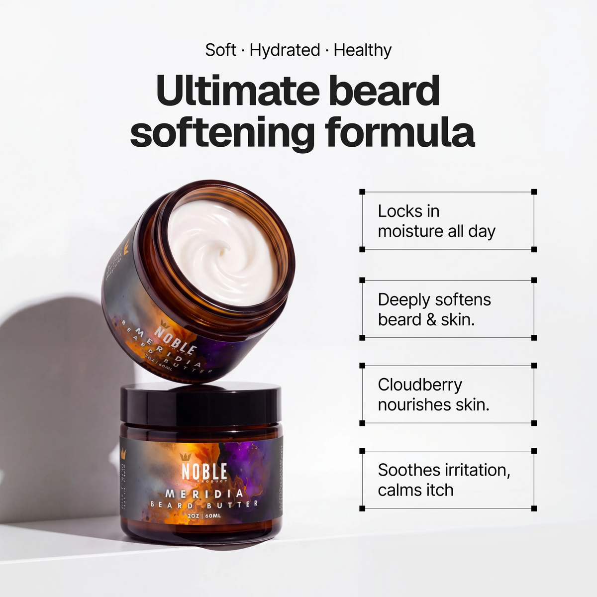 MERIDIA BEARD BUTTER | VANILLA ORCHID, ALMOND, INCENSE & PALO SANTO
