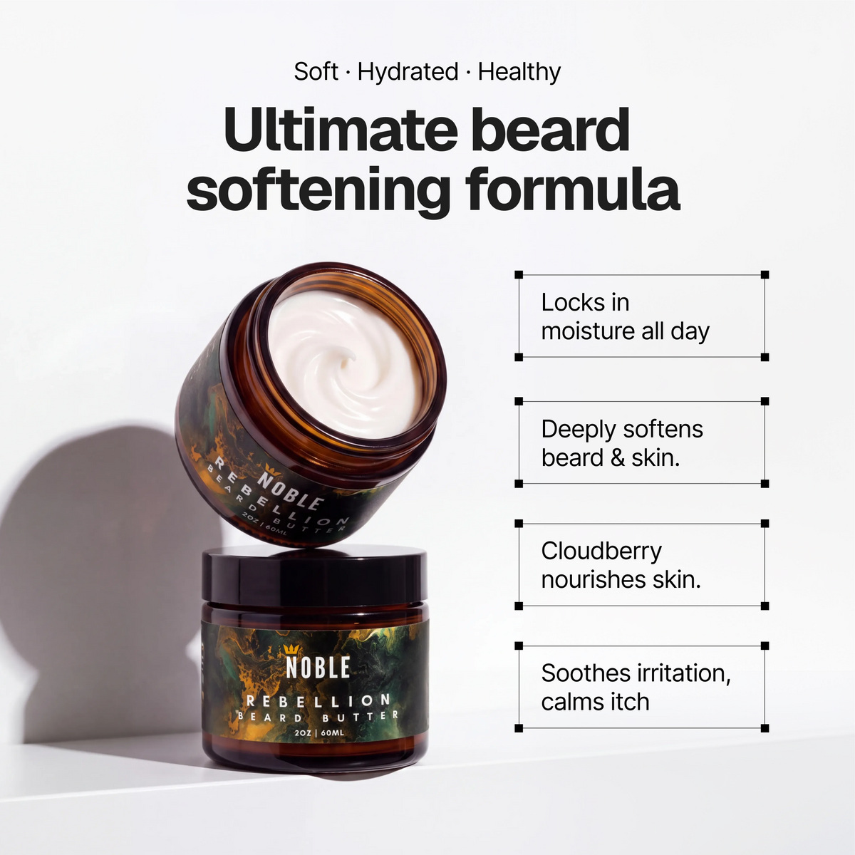 REBELLION BEARD BUTTER | BLUE SPRUCE, AMBER SMOKE, SANDALWOOD, CEDARWOOD & PATCHOULI