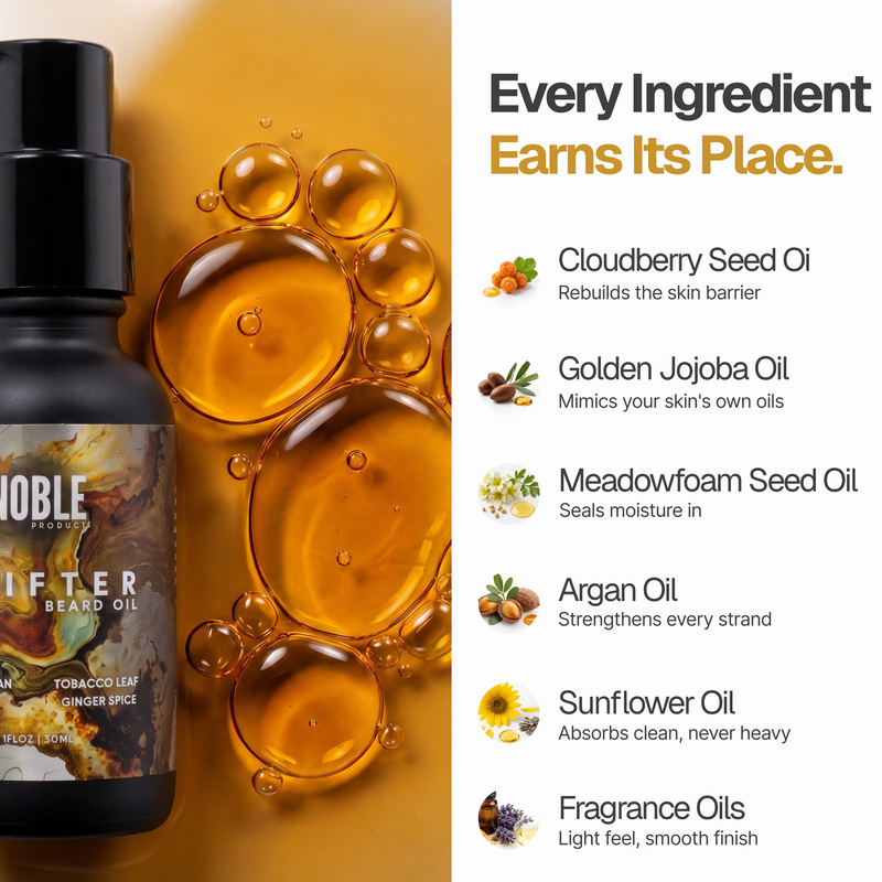 Drifter Beard Oil | Lightweight Hydration | Vanilla Bean, Tobacco Flower & Ginger Spice | 1 oz